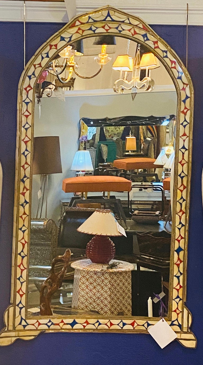 Moroccan Hollywood Regency Style Floor or Wall Mirror in Bone over ...