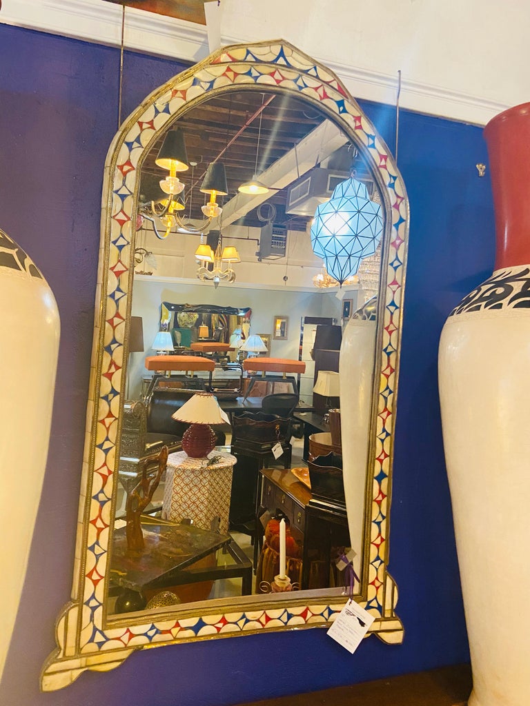 Moroccan Hollywood Regency Style Floor or Wall Mirror in Bone over ...