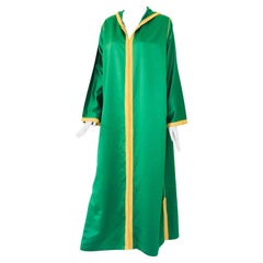 Caftan marocain à capuche Djellabah vert émeraude avec capuche