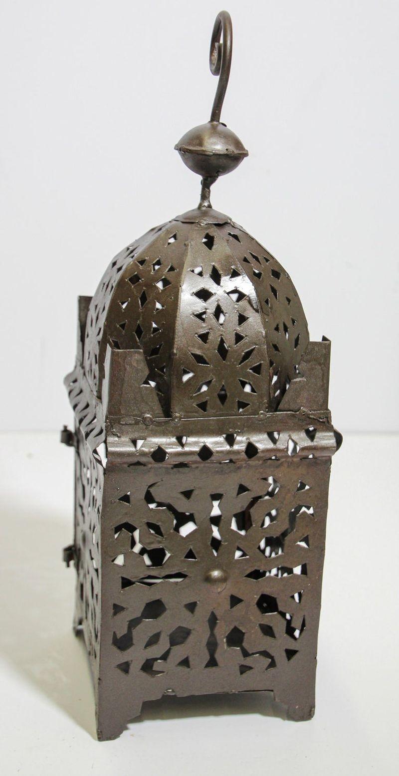 Hammered Moroccan Hurricane Metal Candle Lantern For Sale