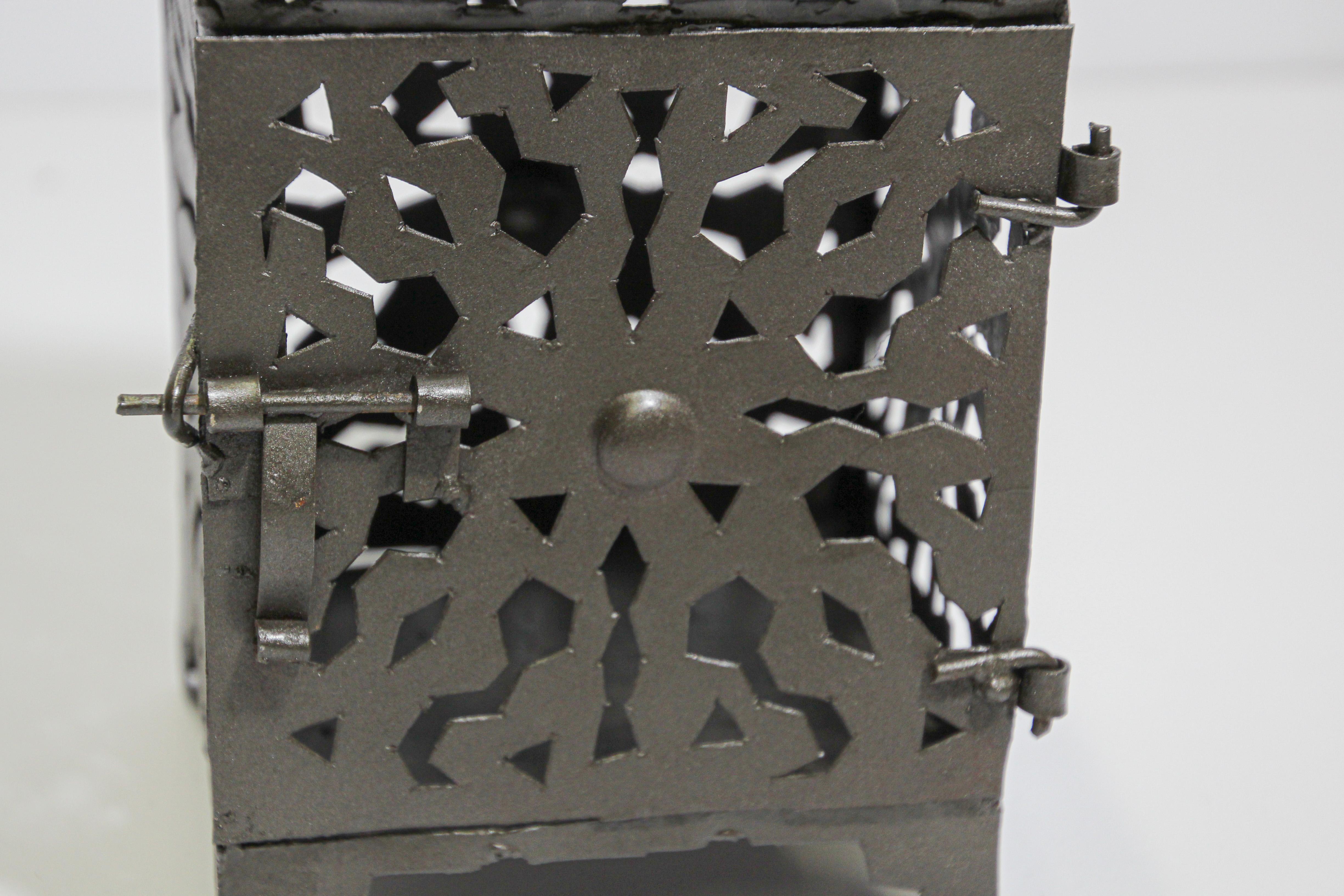 20th Century Moroccan Hurricane Metal Candle Lantern For Sale