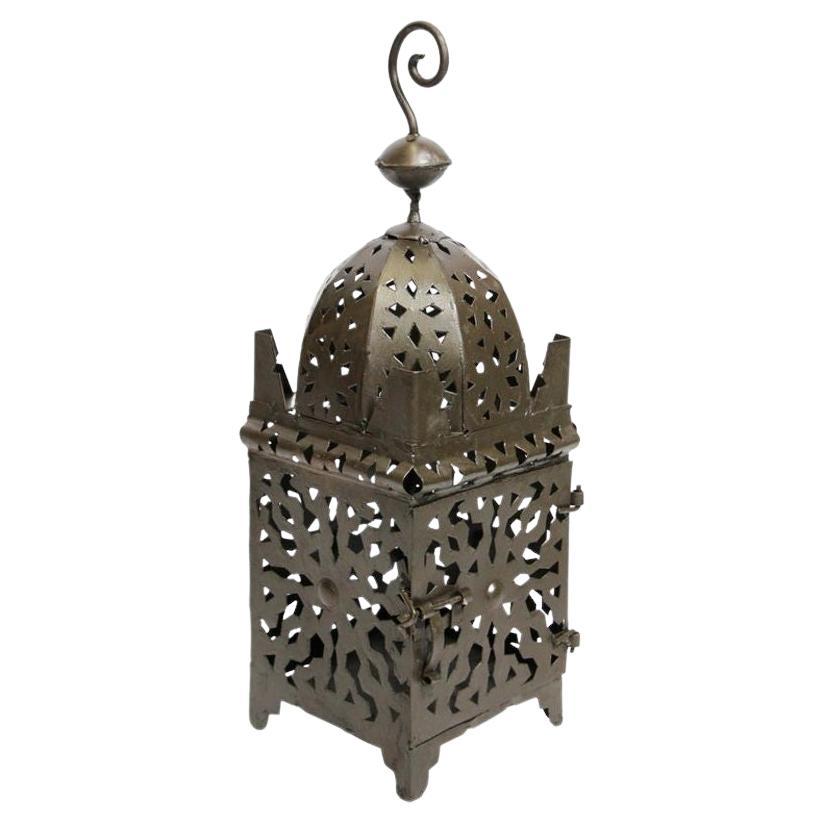 Moroccan Hurricane Metal Candle Lantern For Sale