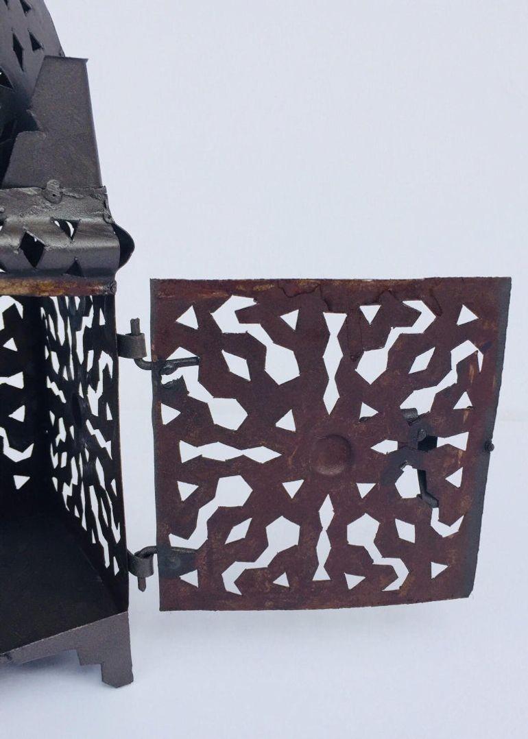 Moroccan Hurricane Metal Candle Lantern Indoor or Outdoor For Sale 2
