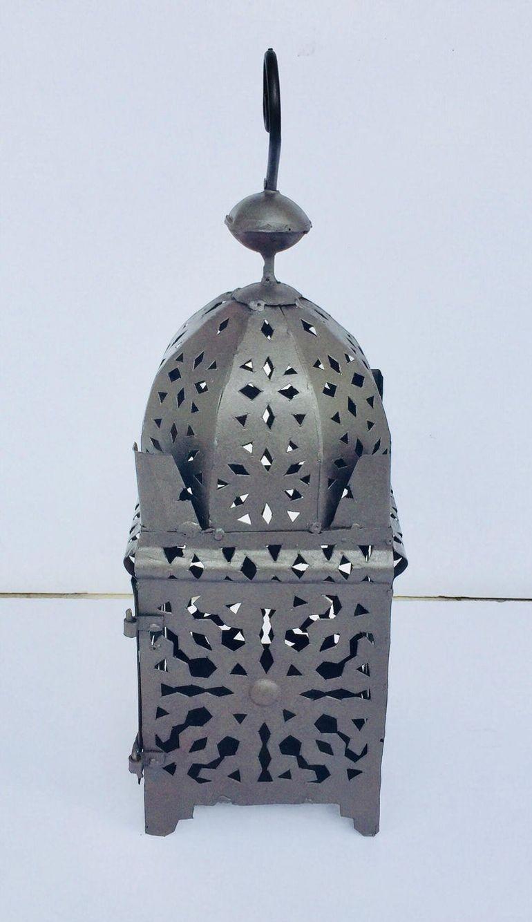 Moroccan Hurricane Metal Candle Lantern Indoor or Outdoor For Sale 4