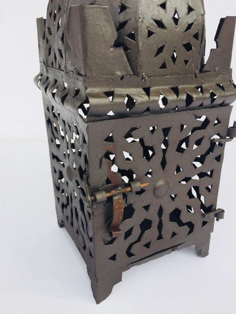 Moroccan Hurricane Metal Candle Lantern Indoor or Outdoor For Sale 5