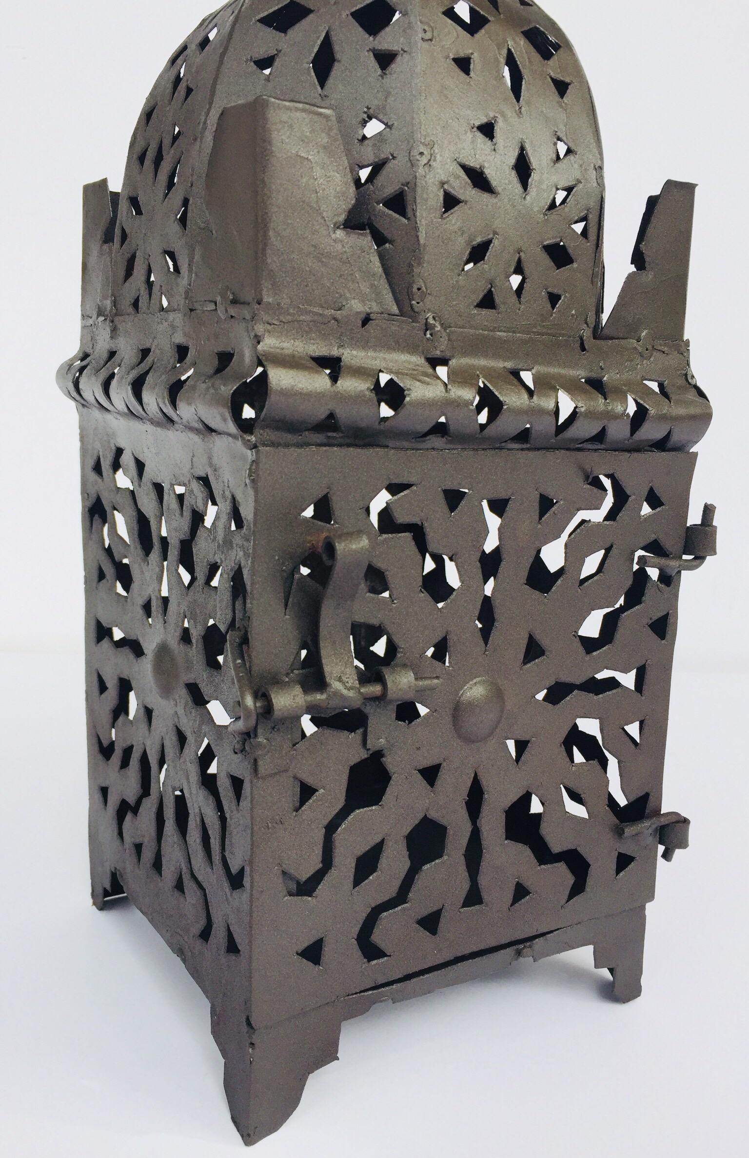Moroccan Hurricane Metal Candle Lantern Indoor or Outdoor For Sale 6