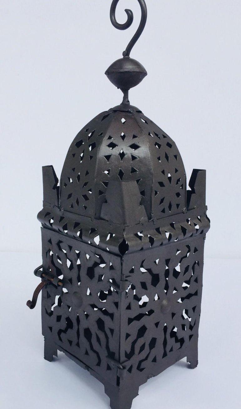 Moroccan Hurricane Metal Candle Lantern Indoor or Outdoor For Sale 6