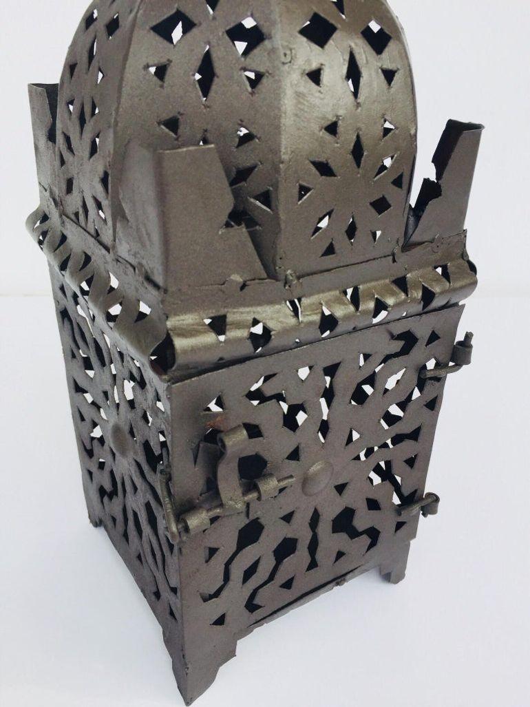 Moroccan Hurricane Metal Candle Lantern Indoor or Outdoor For Sale 8
