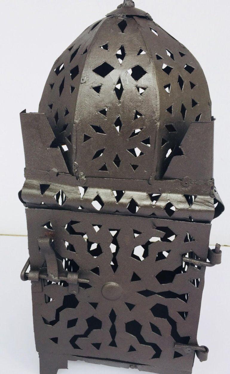 Moroccan Hurricane Metal Candle Lantern Indoor or Outdoor For Sale 10