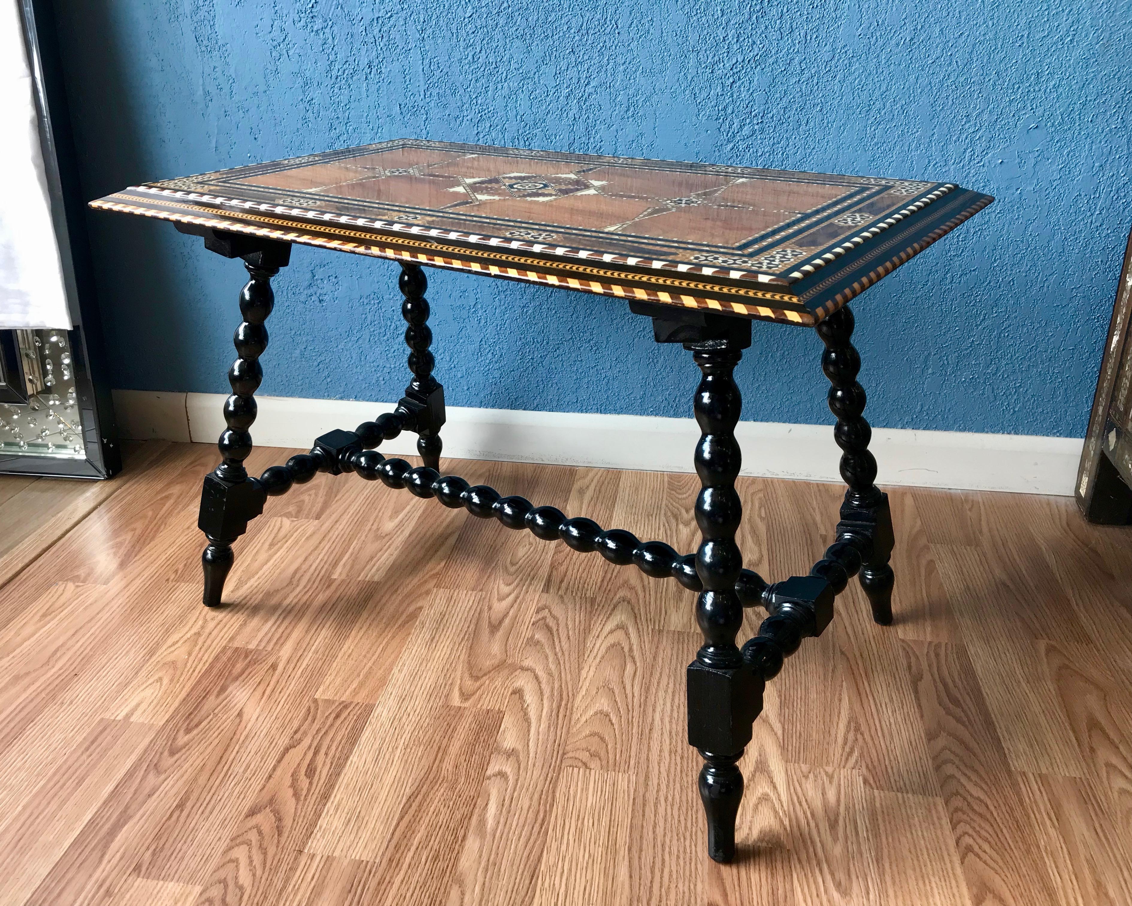 Moroccan Inlaid Cocktail Table In Good Condition In West Palm Beach, FL
