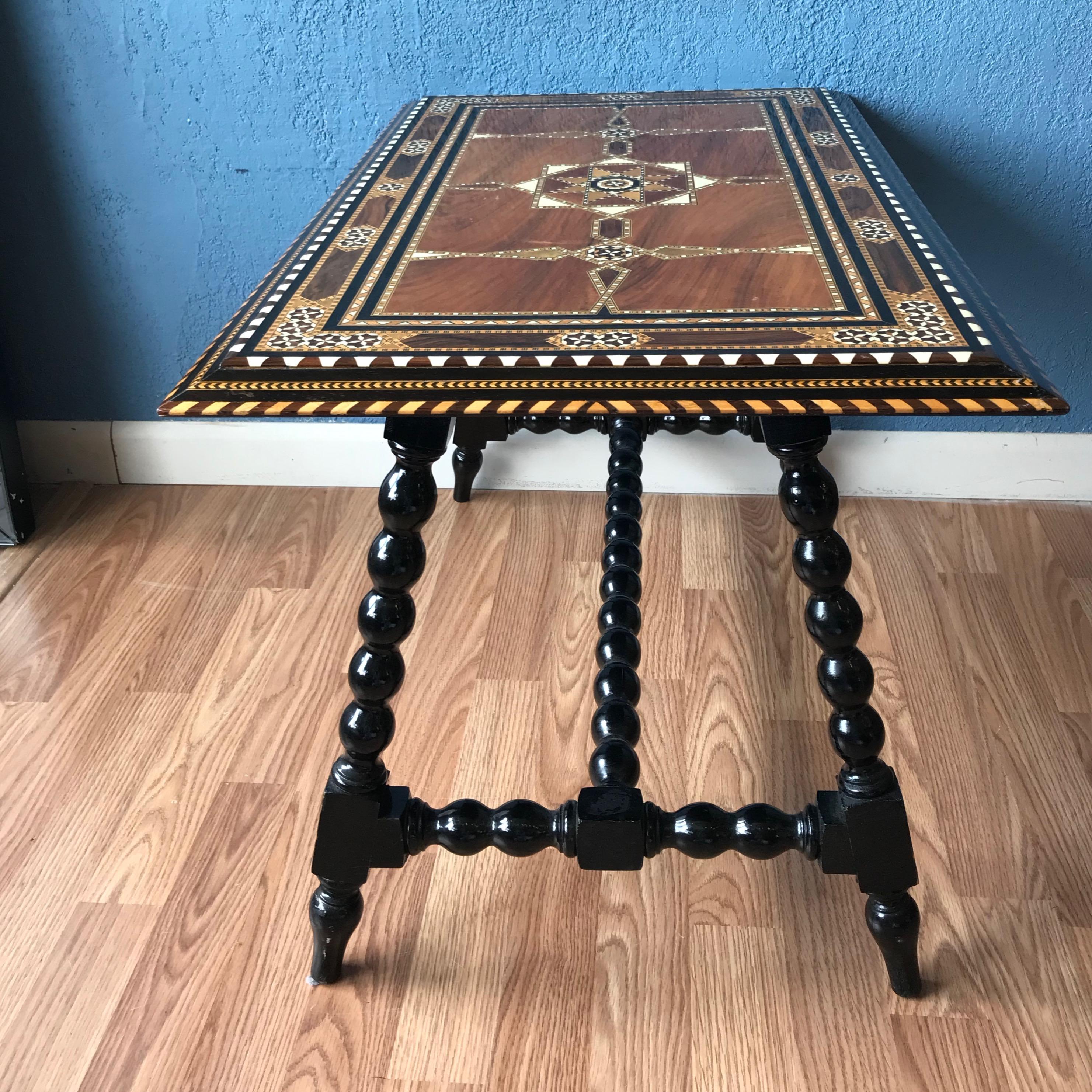 Bone Moroccan Inlaid Cocktail Table