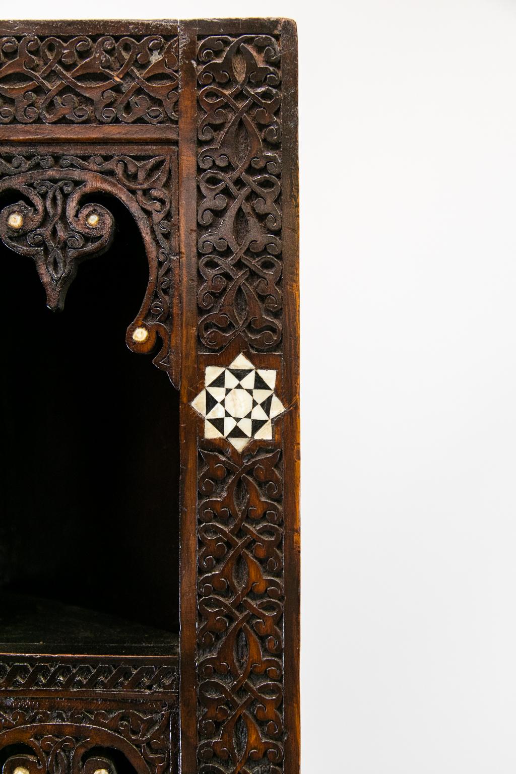 Late 19th Century Moroccan Inlaid Corner Cupboard