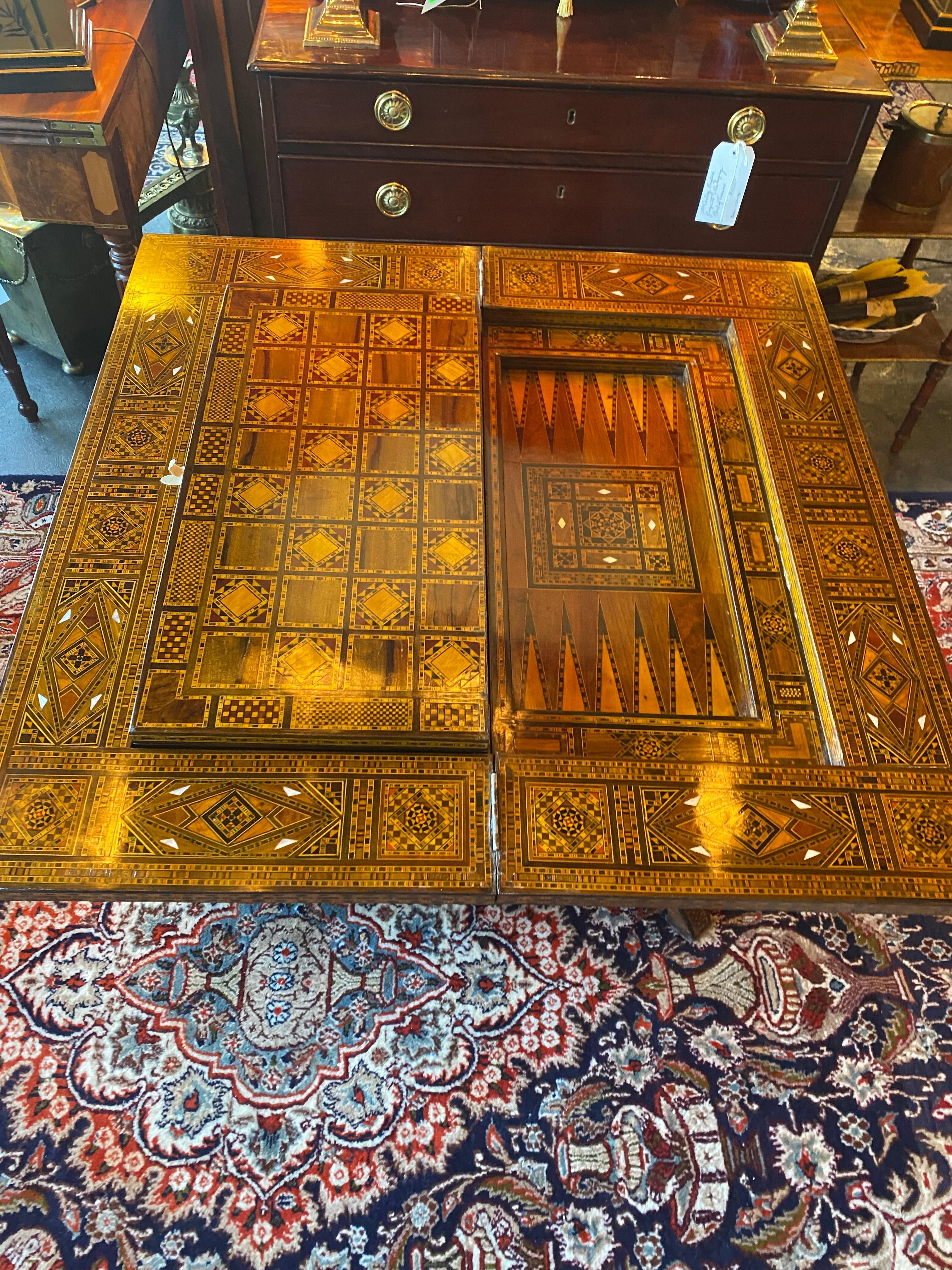 Moorish Moroccan Inlaid Game Table 