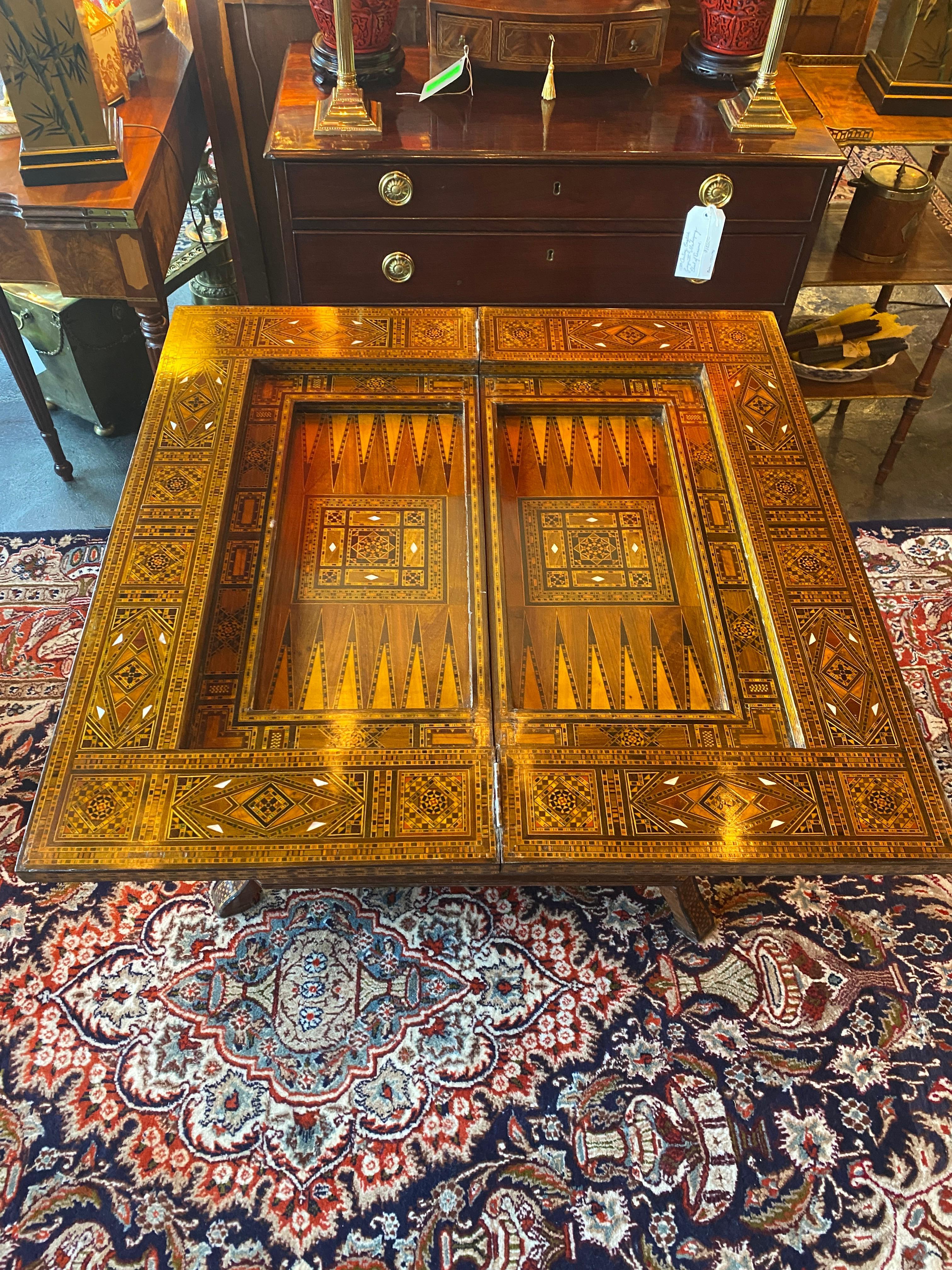 Moroccan Inlaid Game Table  In Good Condition In Nashville, TN