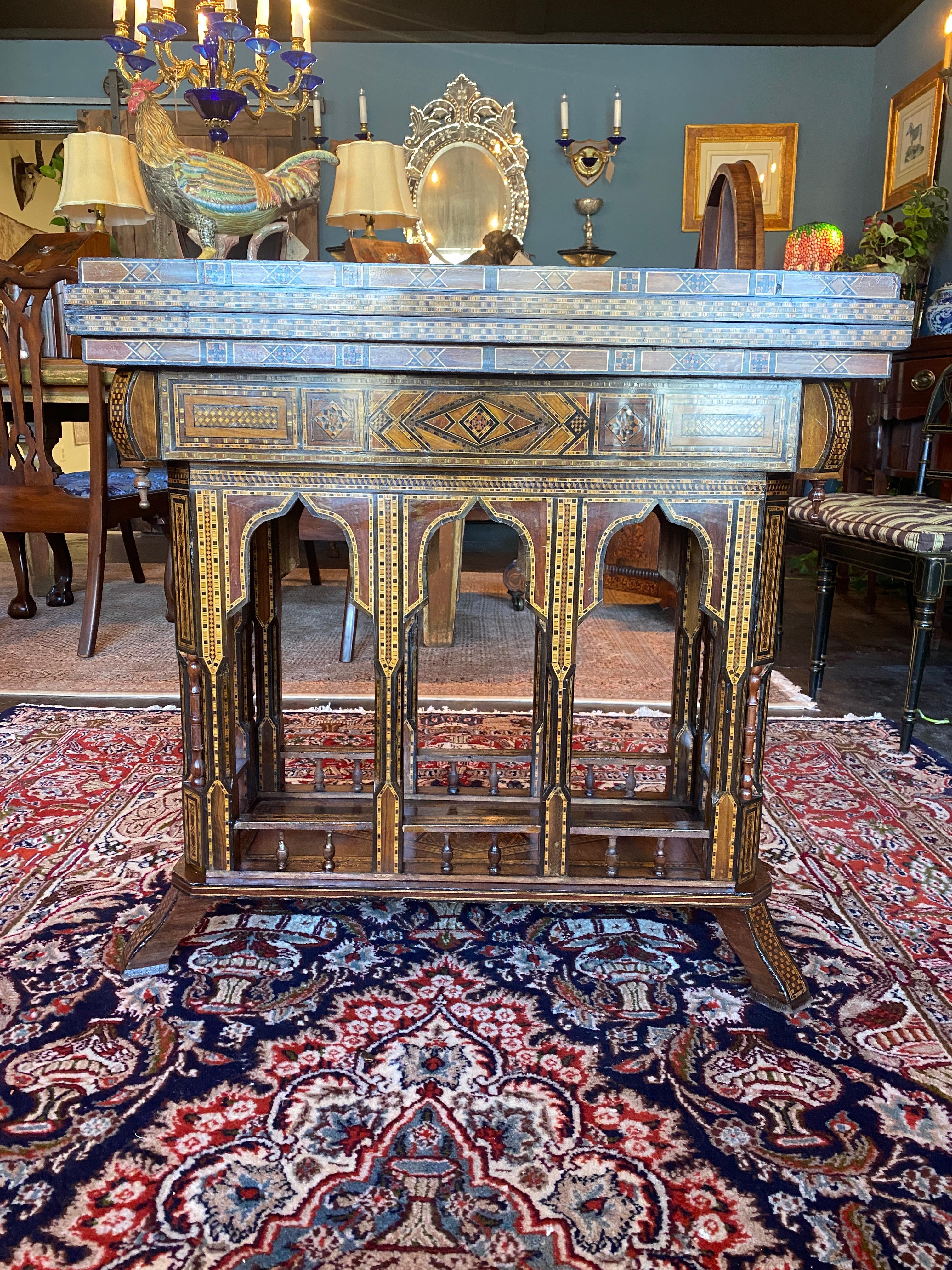 Mid-20th Century Moroccan Inlaid Game Table 