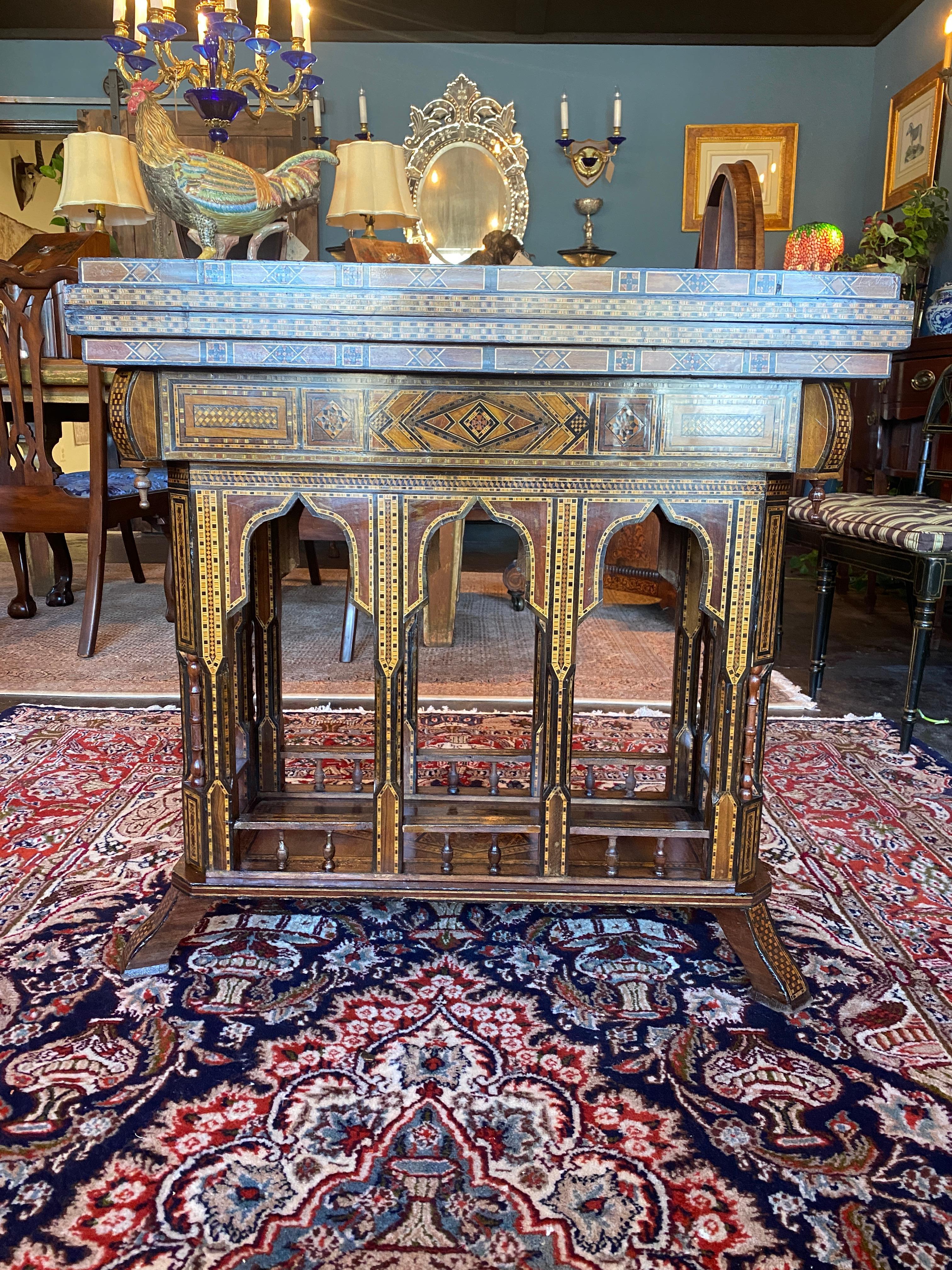 Mid-20th Century Moroccan Inlaid Game Table