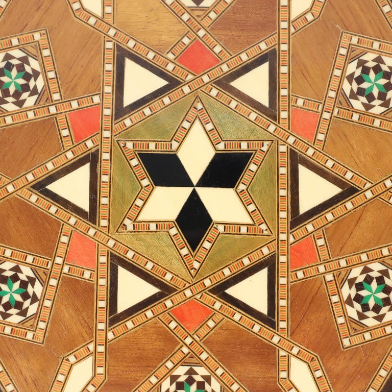 Moroccan Inlaid Hexagon Table or Stand In Good Condition In Palm Beach, FL