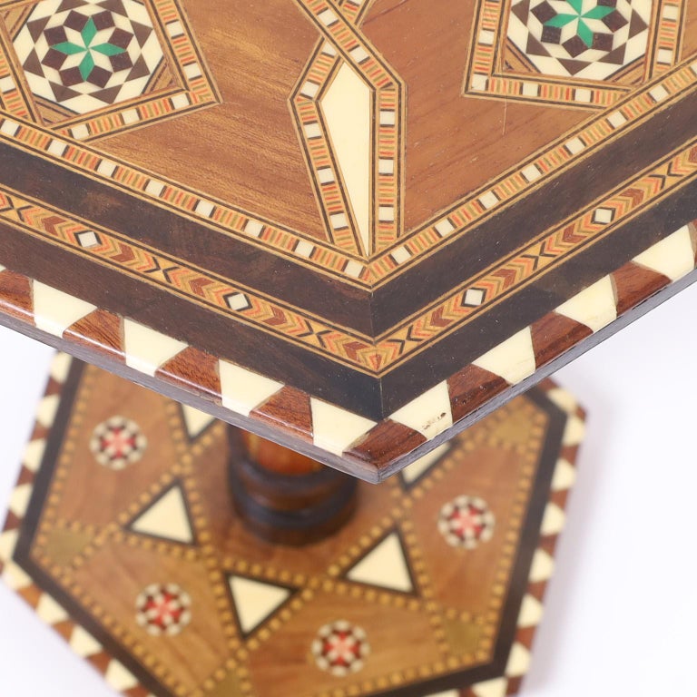 20th Century Moroccan Inlaid Hexagon Table or Stand