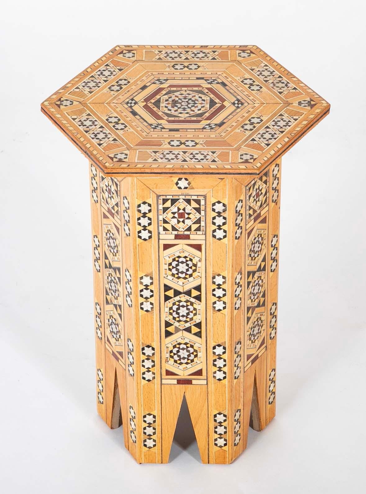 Moorish Moroccan Inlaid Hexagonal Inlaid Side Tables, Set of Three For Sale