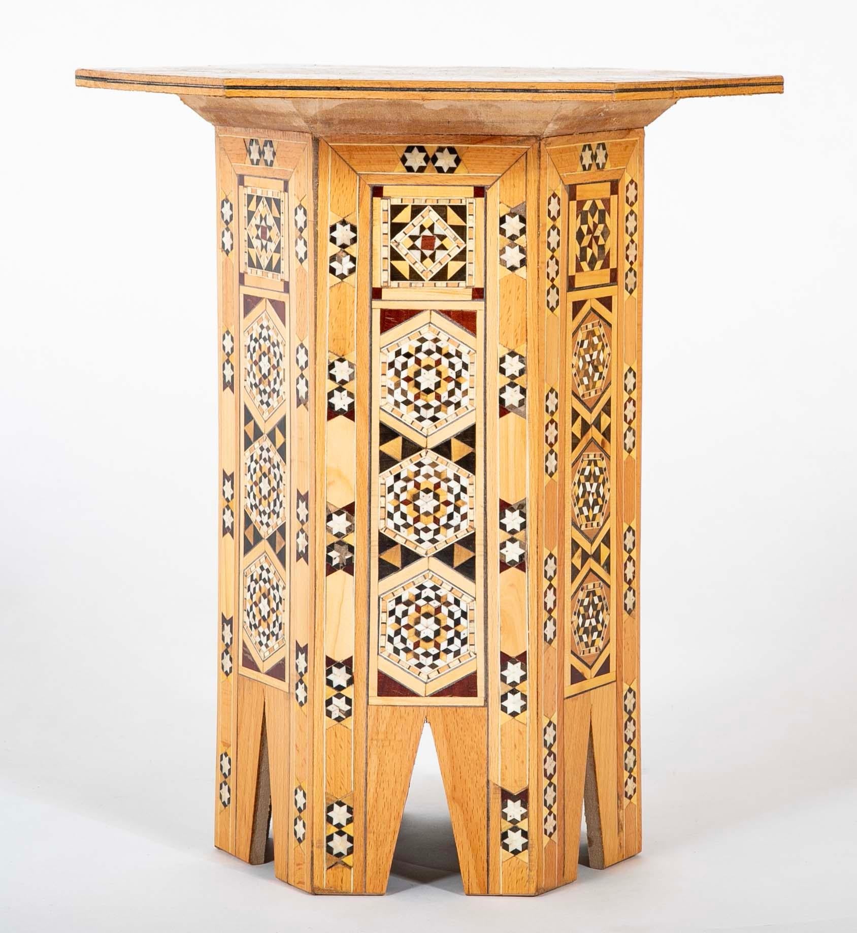 Moroccan Inlaid Hexagonal Inlaid Side Tables, Set of Three For Sale 1