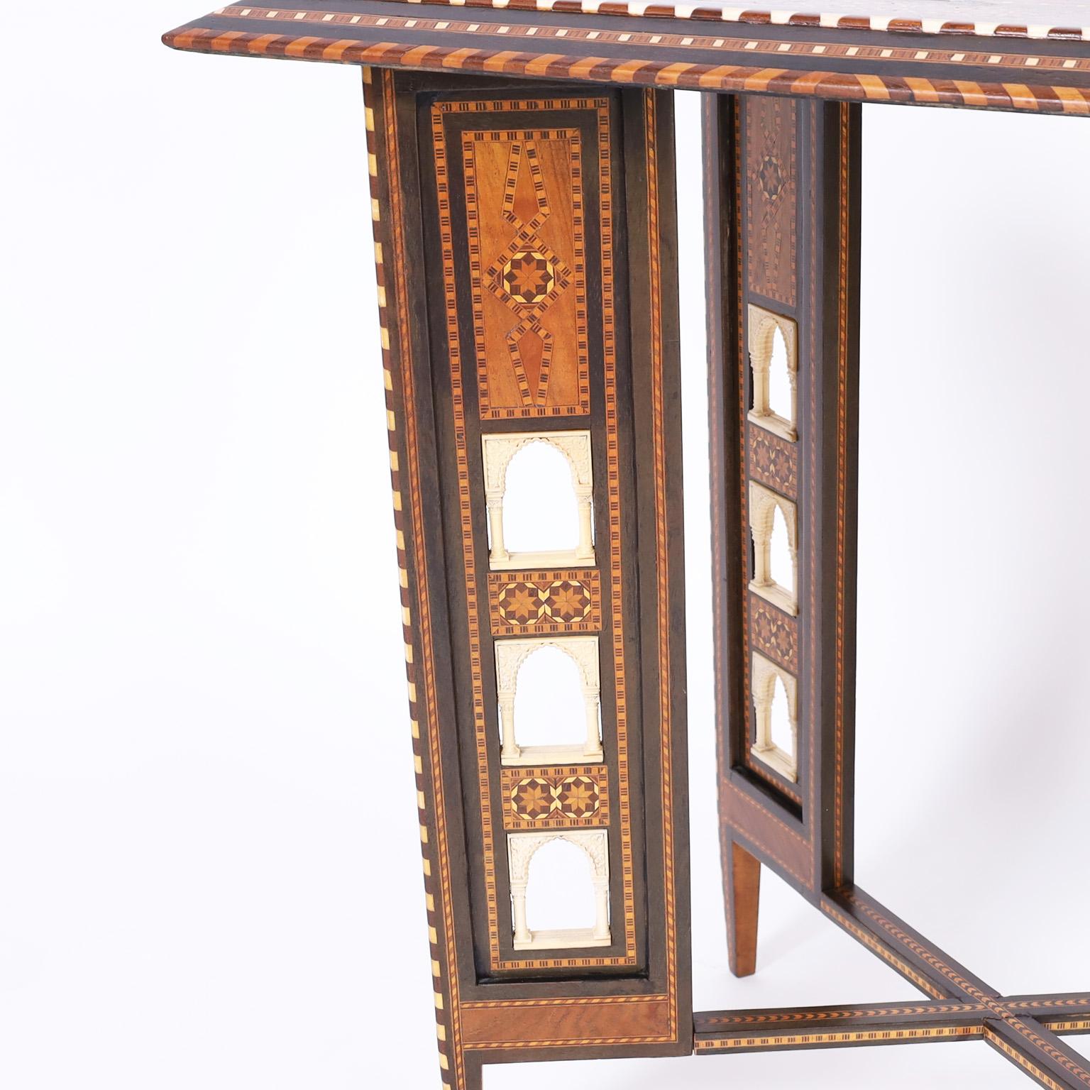 Walnut Moroccan Inlaid Occasional Table or Stand