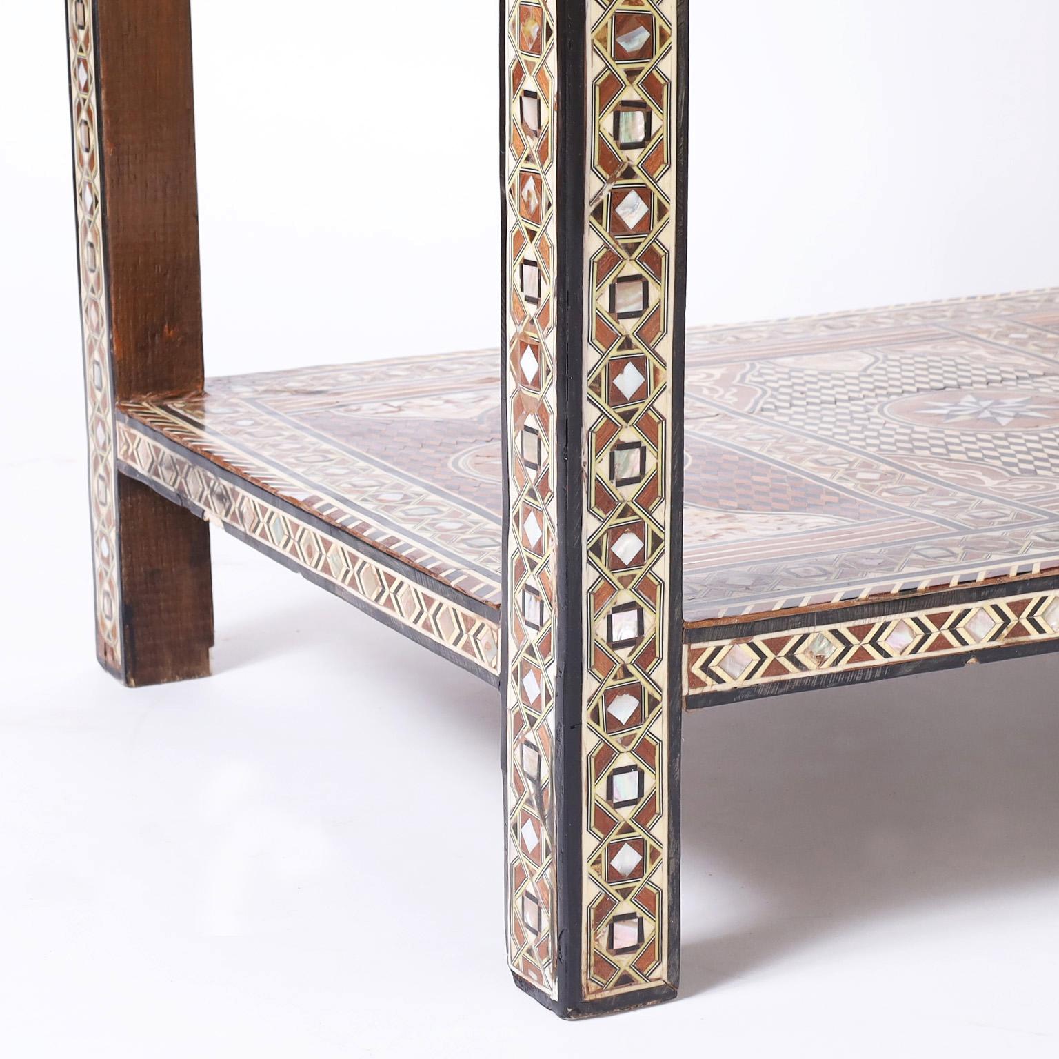 Moroccan Inlaid One Drawer Table or Stand 3