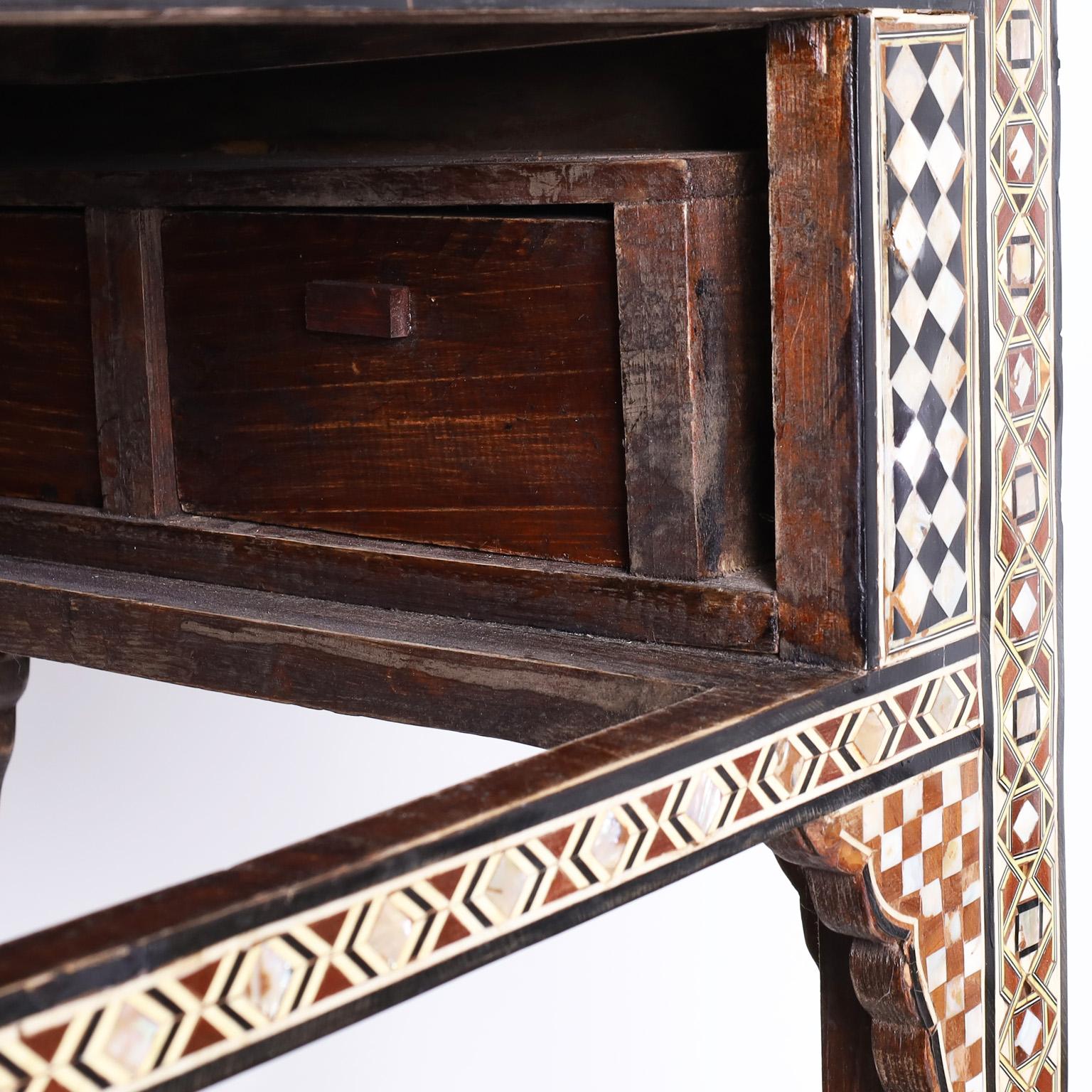 Moroccan Inlaid One Drawer Table or Stand 1