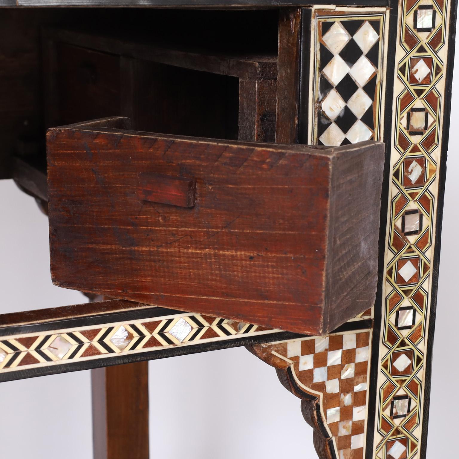 Moroccan Inlaid One Drawer Table or Stand 2