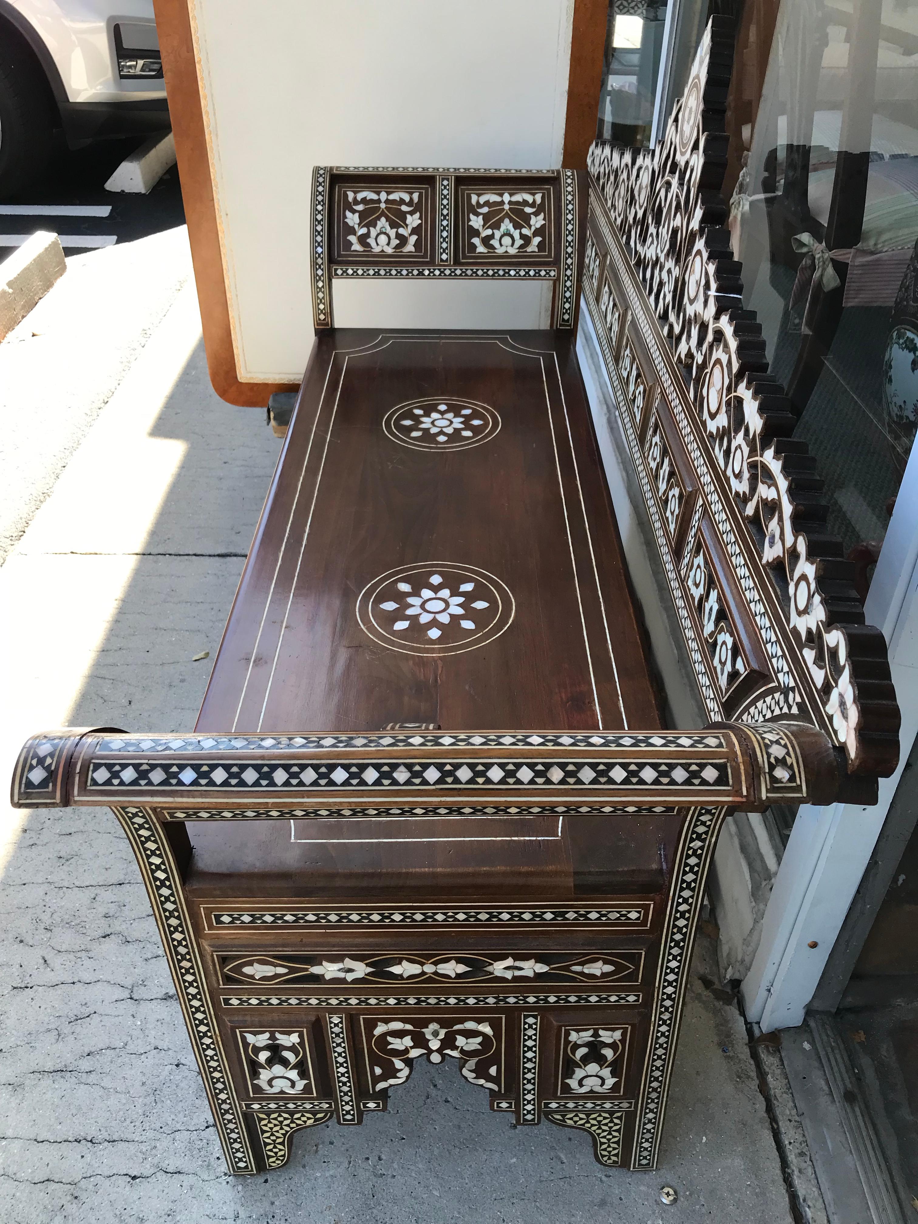 Mother-of-Pearl Moroccan Inlaid Settee