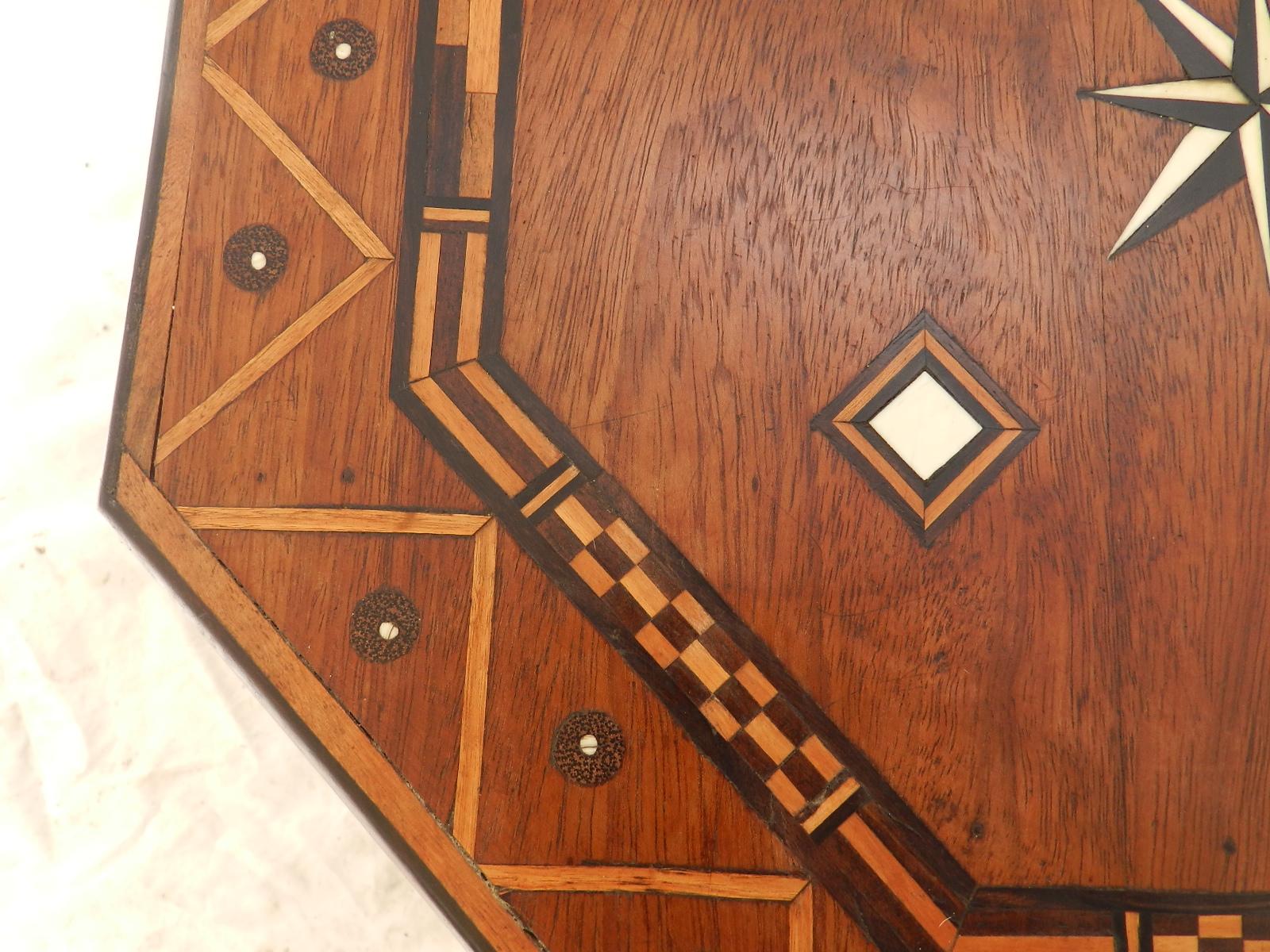 Moroccan Inlaid Side Table Early 20th Century Moorish Games or Sewing circa 1920 2