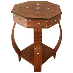 Antique Moroccan Inlaid Side Table Early 20th Century Moorish Games or Sewing circa 1920