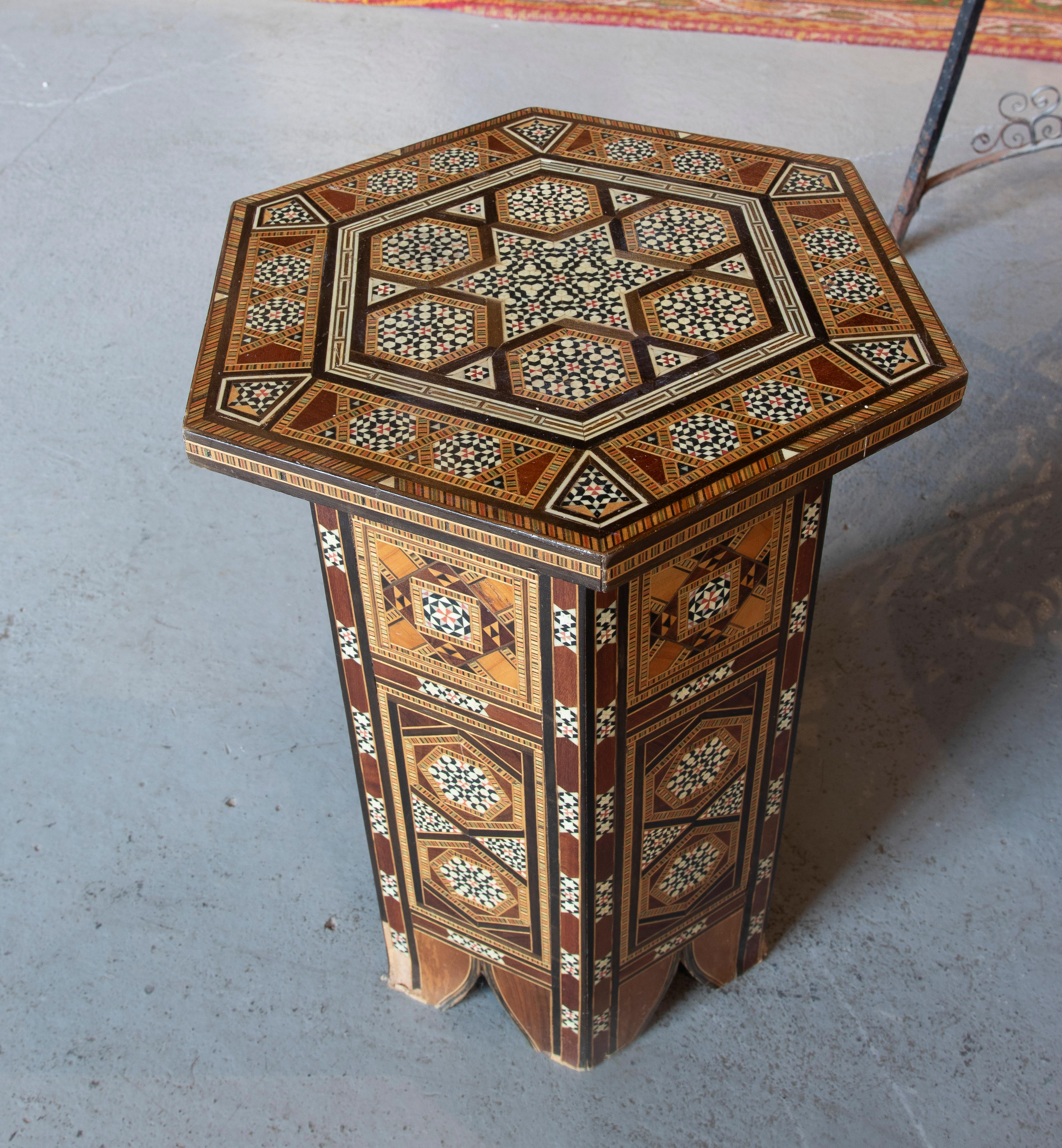 20th Century Moroccan Inlaid Side Table  For Sale