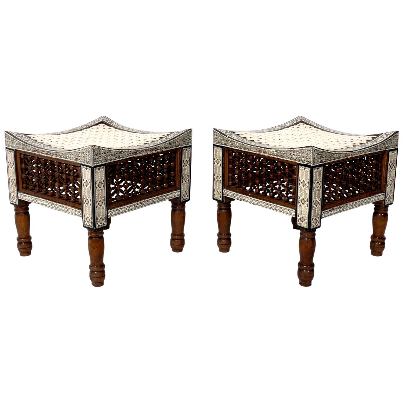 Moroccan Inlaid Stools For Sale