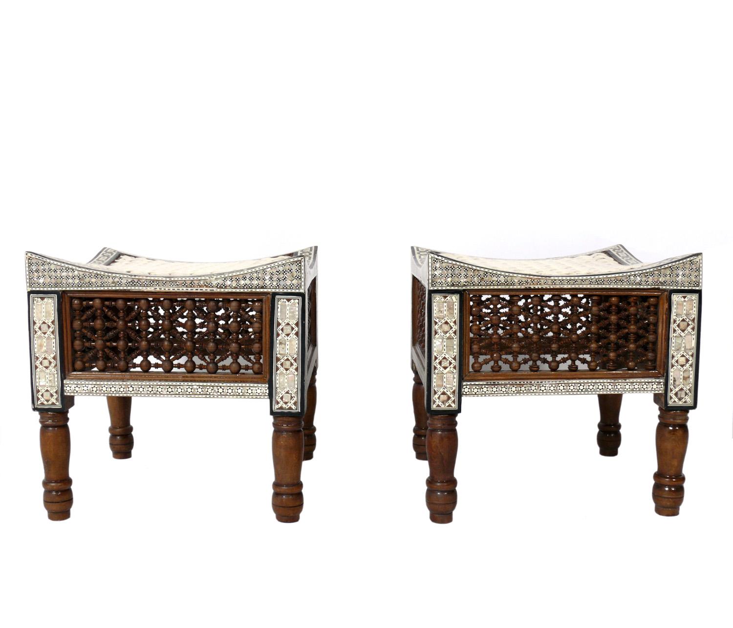 20th Century Moroccan Inlaid Stools For Sale