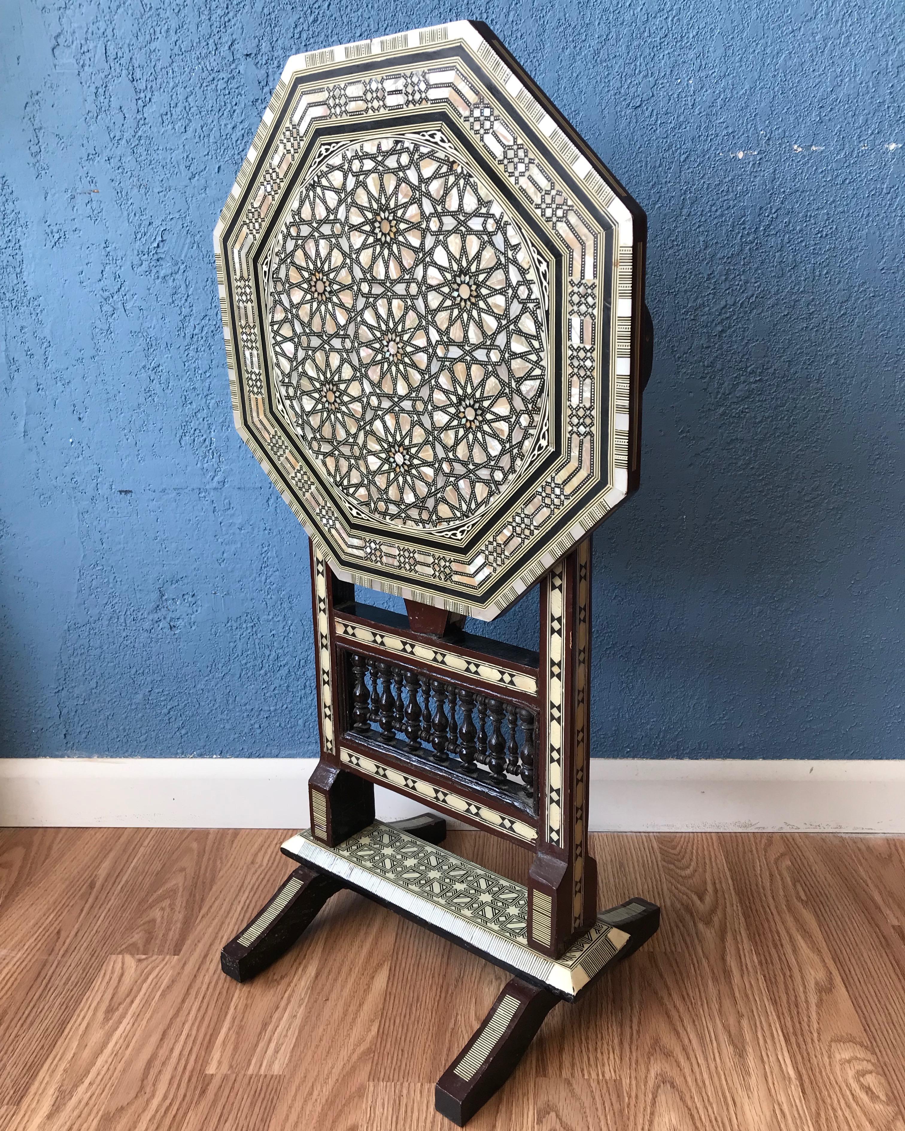 Inlay Moroccan Inlaid Tilt Top Table