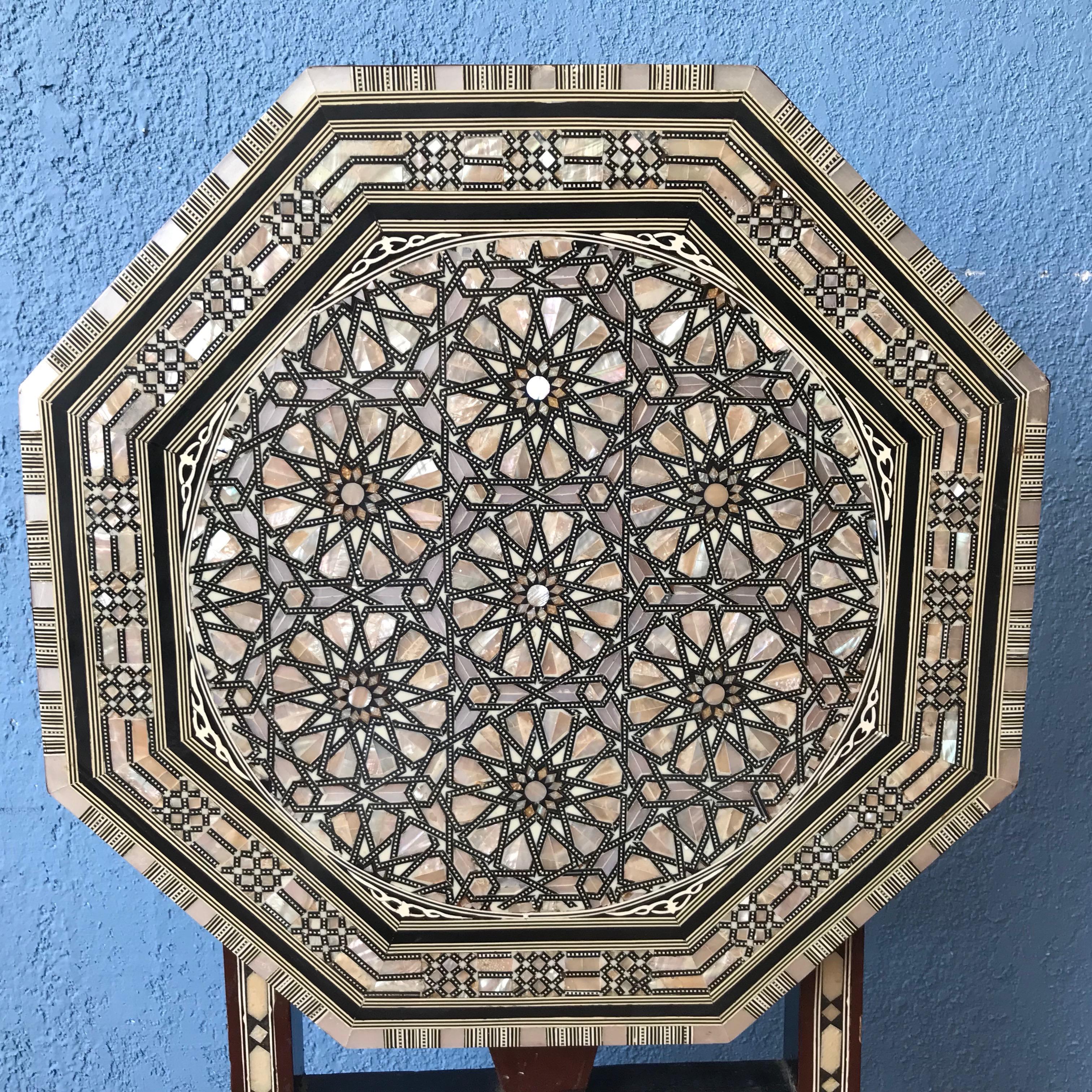 Moroccan Inlaid Tilt Top Table In Good Condition In West Palm Beach, FL