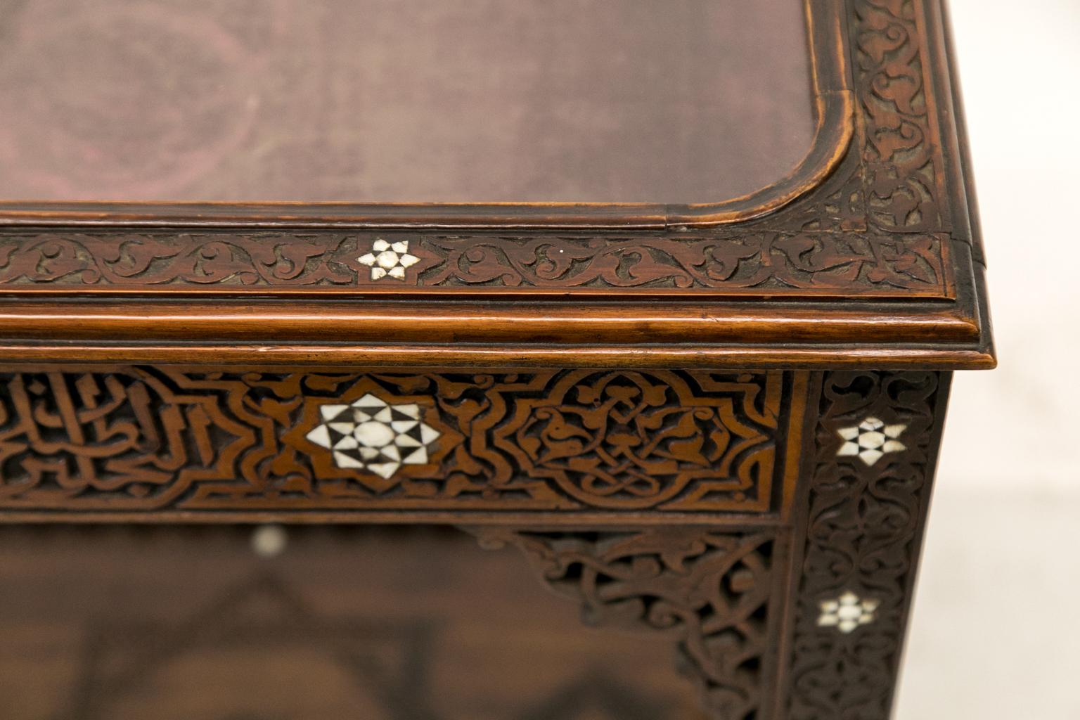 Hand-Carved Moroccan Inlaid Vitrine For Sale