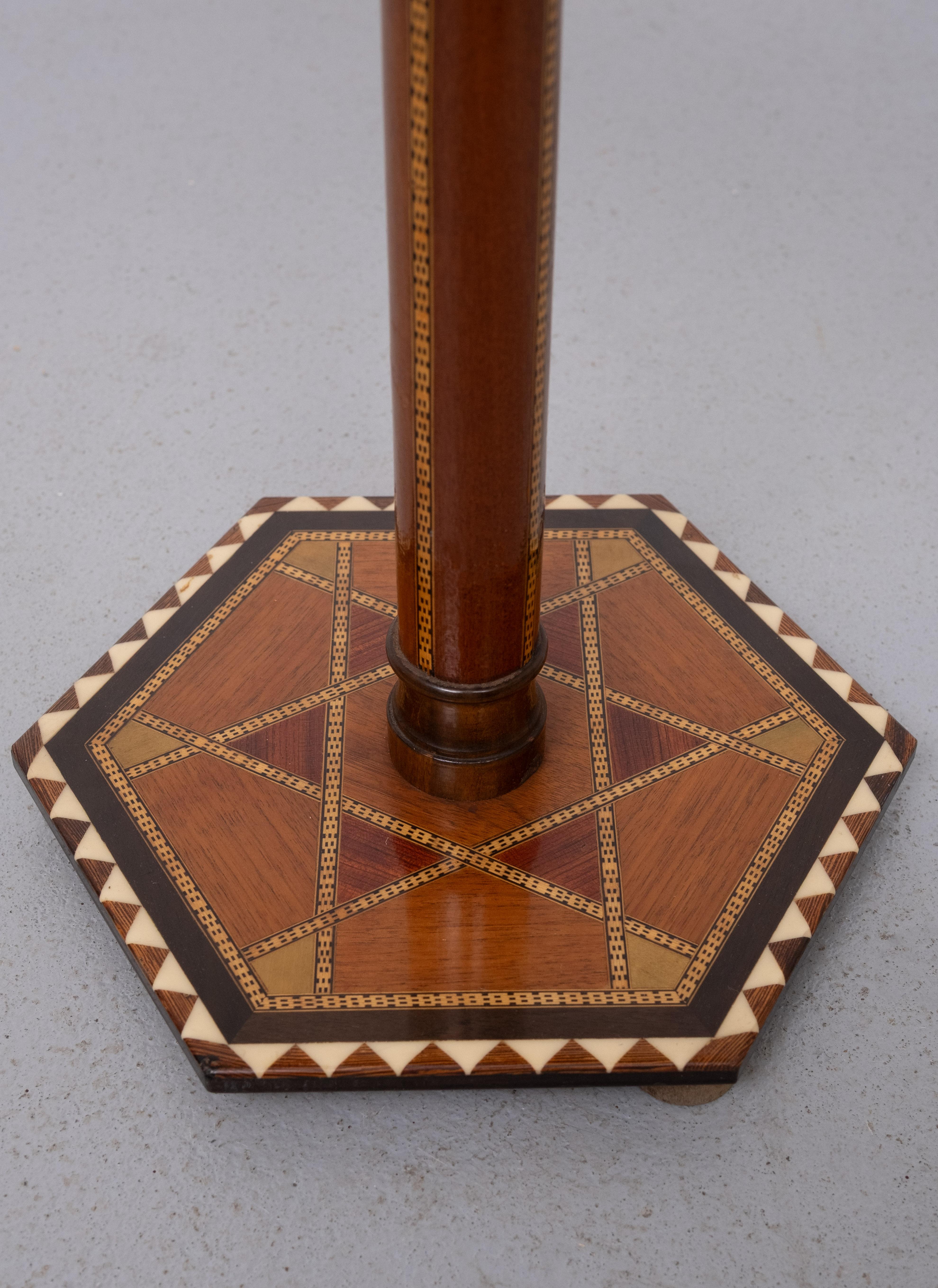 Moorish Moroccan inlay  hexagonal side table  1960s For Sale