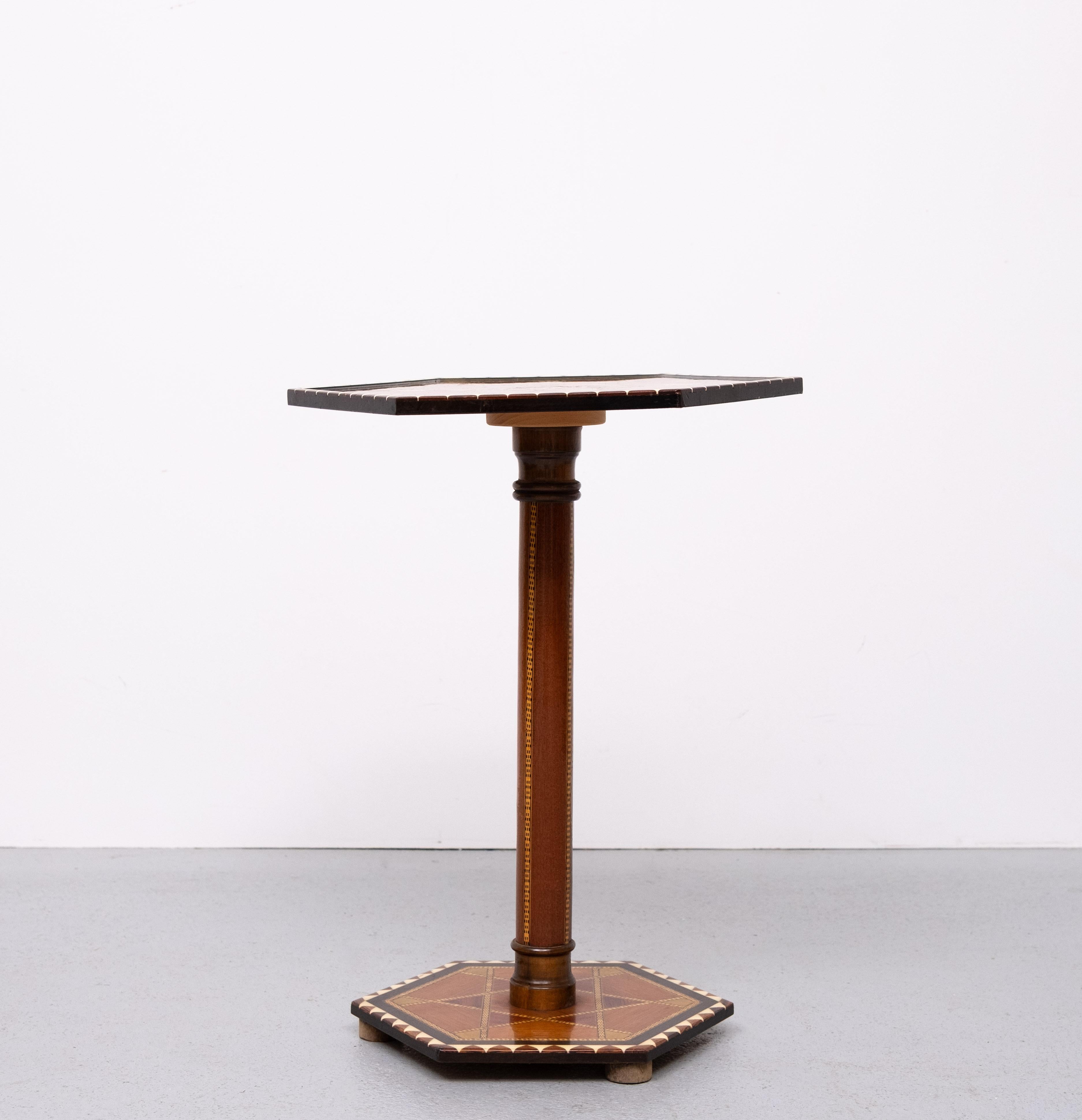 Mid-20th Century Moroccan inlay  hexagonal side table  1960s For Sale