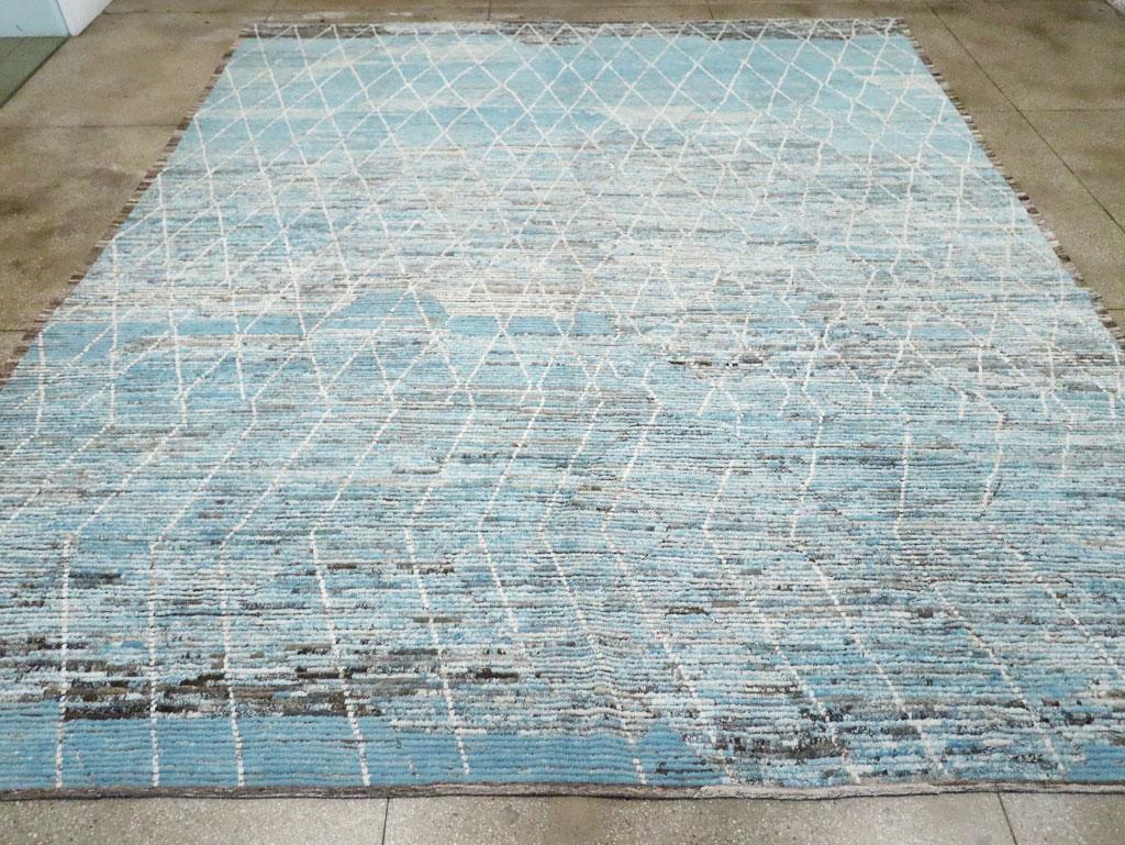 Hand-Knotted Moroccan Inspired Contemporary Handmade Turkish Large Room Size Carpet For Sale