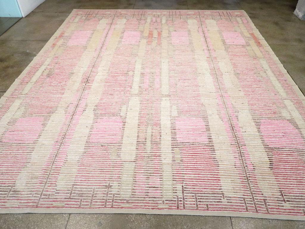 Hand-Knotted Moroccan Inspired Contemporary Handmade Turkish Large Room Size Carpet For Sale