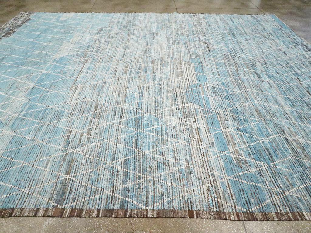 Wool Moroccan Inspired Contemporary Handmade Turkish Large Room Size Carpet For Sale