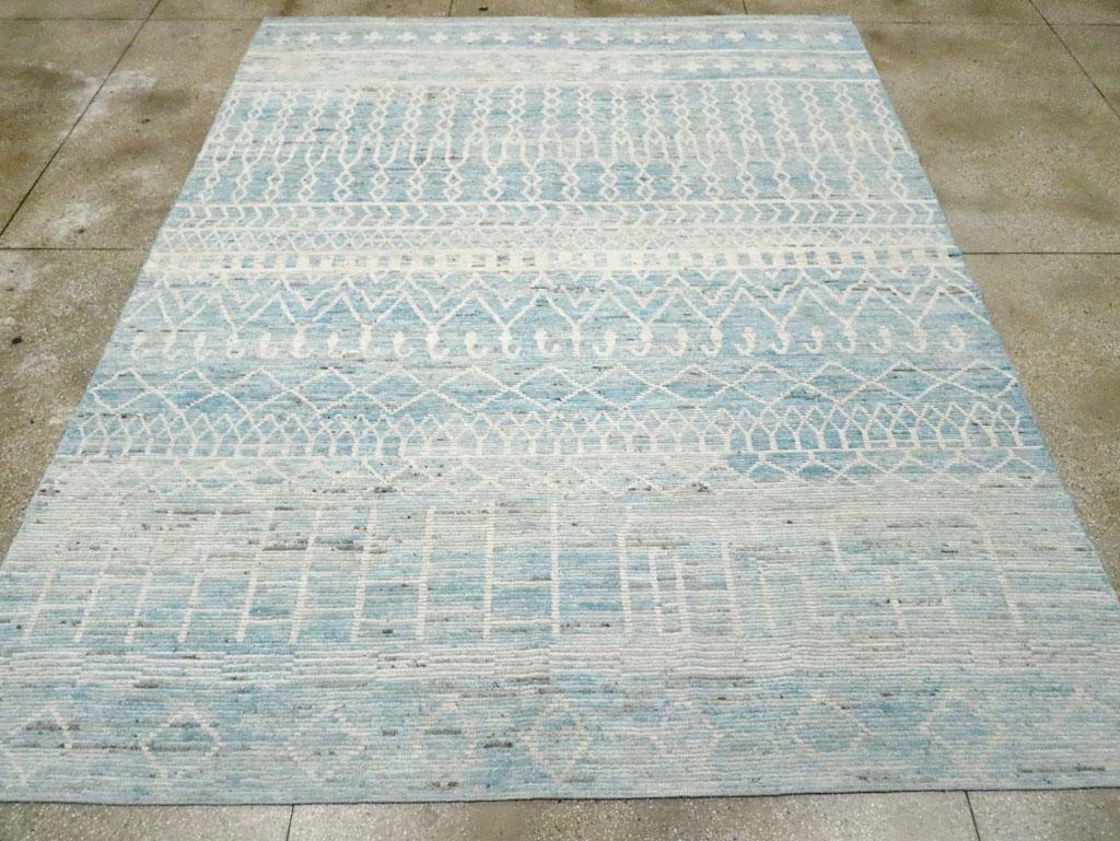 Modern Moroccan Inspired Contemporary Handmade Turkish Room Size Carpet