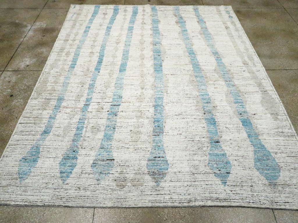 Hand-Knotted Moroccan Inspired Contemporary Handmade Turkish Room Size Carpet