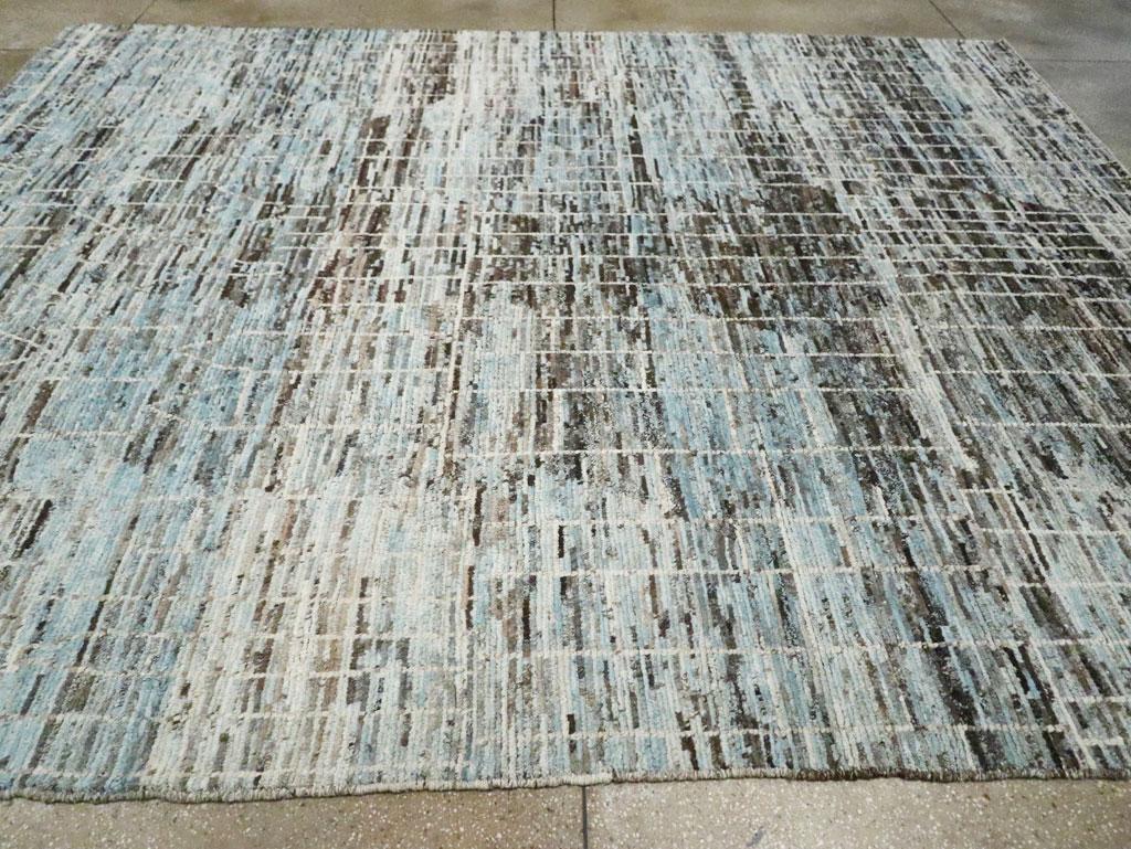 Wool Moroccan Inspired Contemporary Handmade Turkish Room Size Carpet For Sale