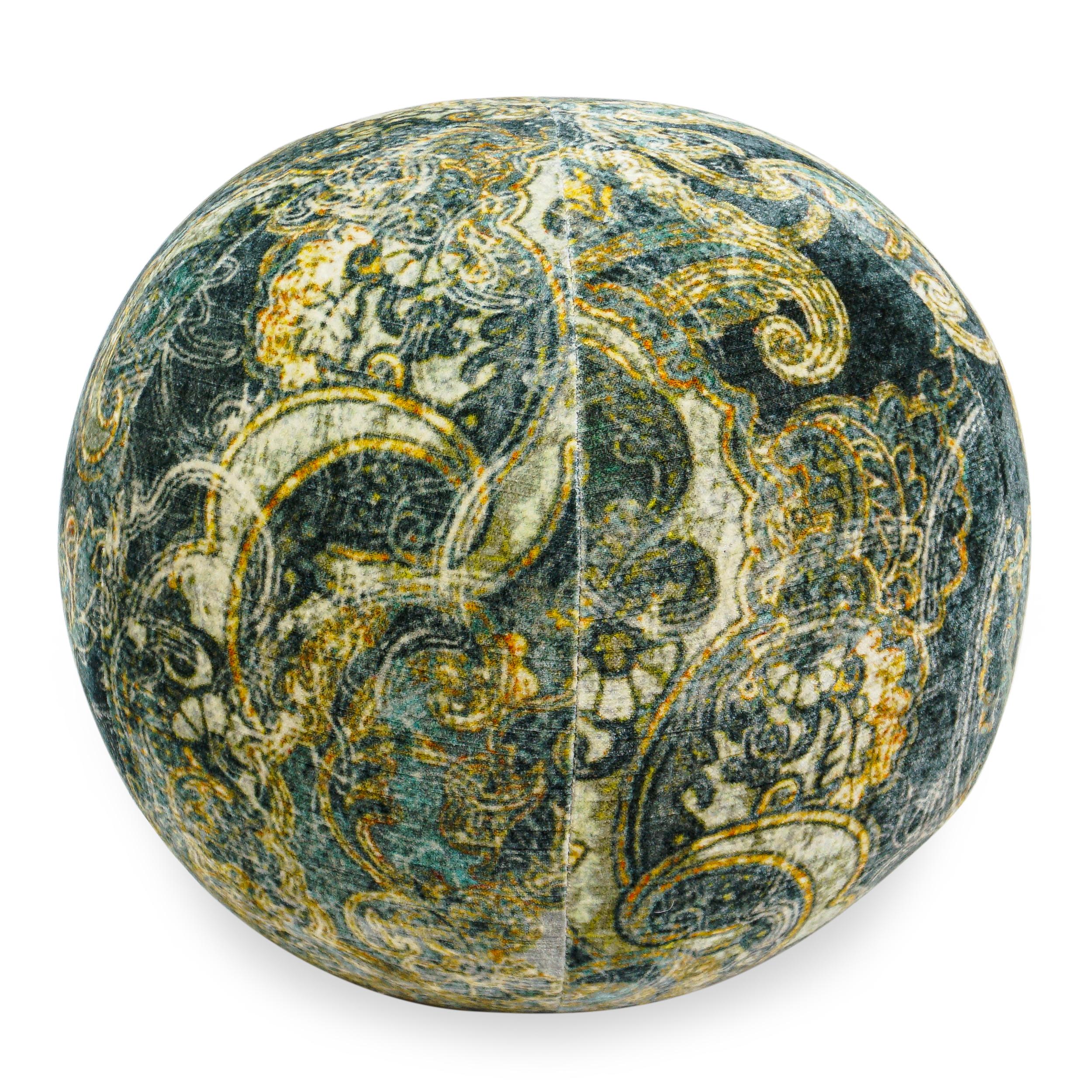 Contemporary Moroccan Inspired Damask Velvet Ball Pillow For Sale