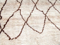 Vintage Moroccan Handwoven Wool Berber Rug, Ivory, 20th Century