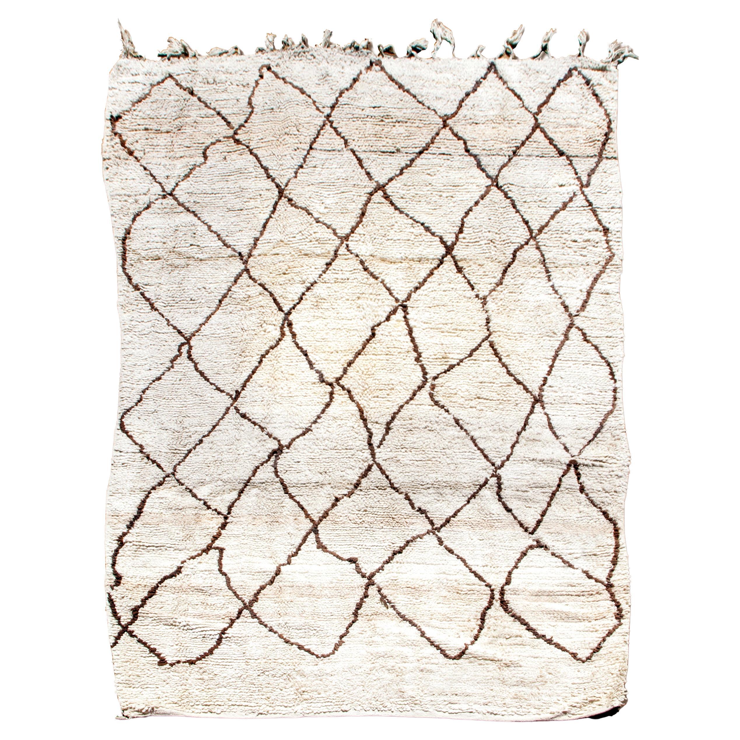 Moroccan Ivory Tribal Berber Rug For Sale