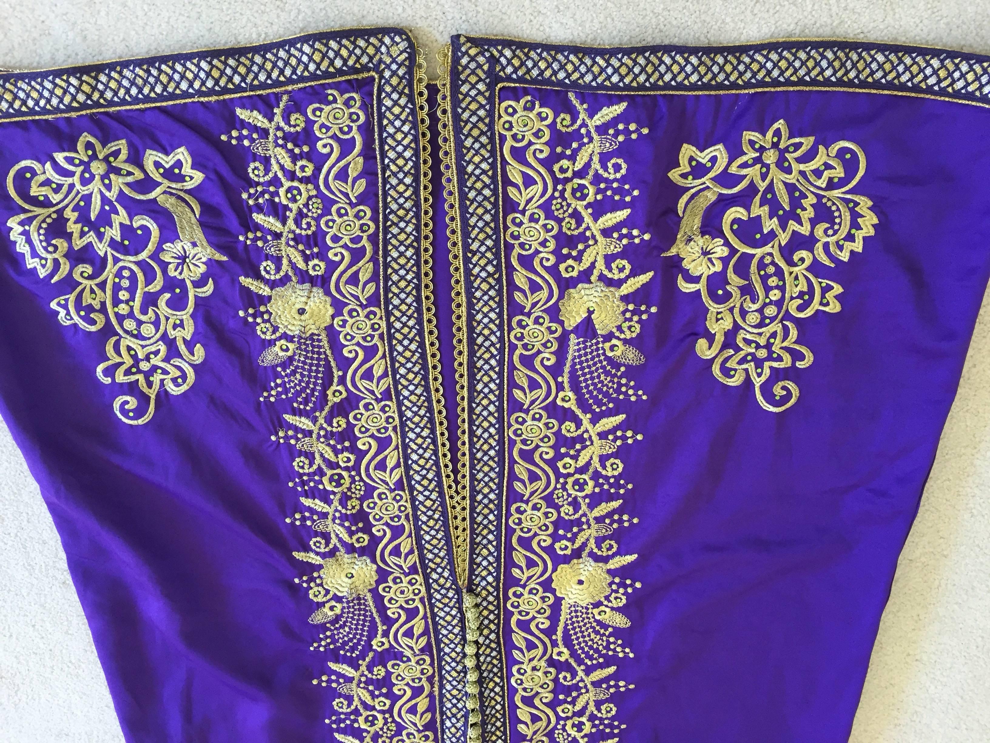Moroccan Kaftan Purple and Gold Embroidered Maxi Dress Caftan 1