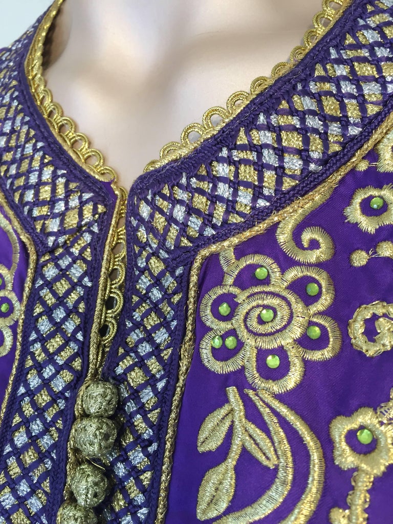 Moroccan Kaftan Purple and Gold Embroidered Maxi Dress Caftan at 1stDibs | purple  caftan dress, moroccan kaftan designer, purple and gold kaftan dress